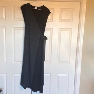 Cabi Sleeveless Black Polka Dot Wrap Maxi Dress, M